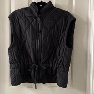 ZARA Women’s Quilted padded light weight vest. Mock neck with hidden hoodie.